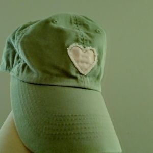 Life is Good Embroidered Pink Heart Olive Grn Cap
